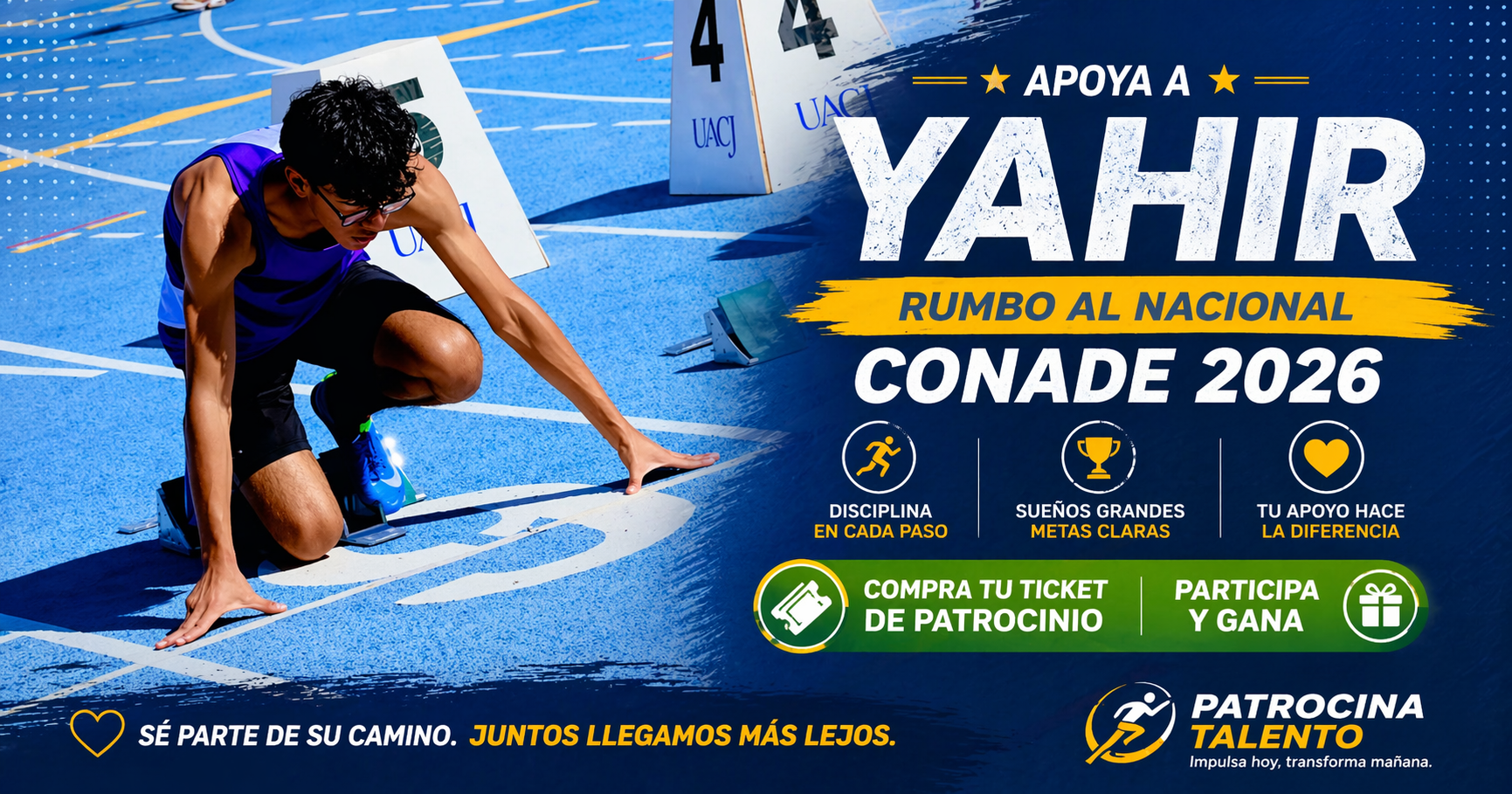 Yahir Aranda en pista de atletismo rumbo a CONADE 2026